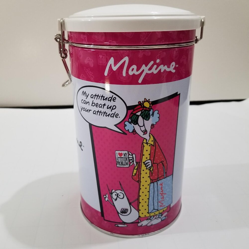 Maxine tin canister "My attitude can beat up your attitude"